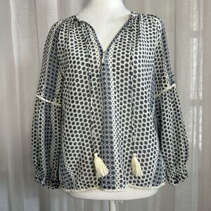 Greylin Navy and White Polka Dot Blouse